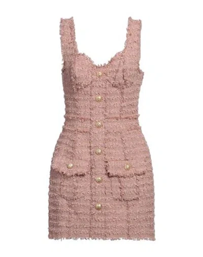 Balmain Woman Mini Dress Pastel Pink Size 10 Cotton, Polyamide, Metallic Polyester, Viscose