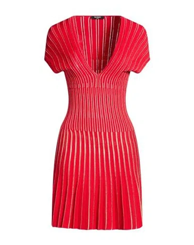Balmain Woman Mini Dress Red Size 2 Viscose, Polyester, Polyamide, Elastane