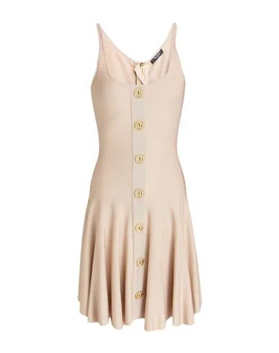 Balmain Woman Mini Dress Sand Size 8 Viscose In Neutral