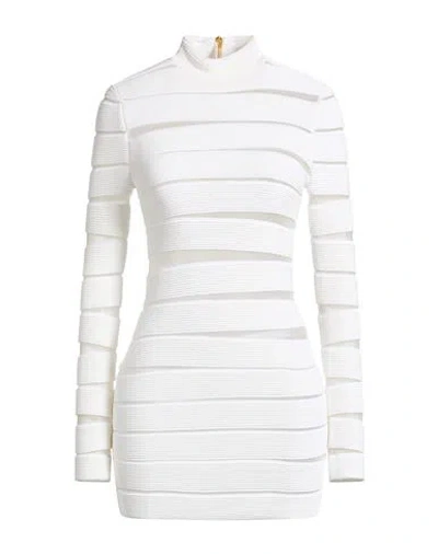 Balmain Woman Mini Dress White Size 2 Viscose, Polyamide