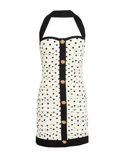 Balmain Woman Mini Dress White Size 4 Viscose In Multi