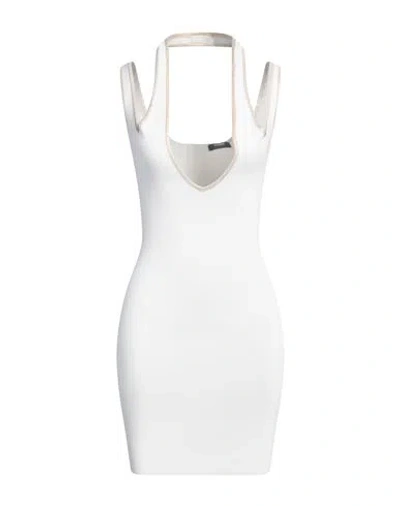 Balmain Woman Mini Dress White Size 4 Viscose, Polyamide, Elastane, Cupro