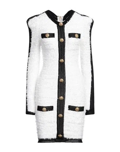 Balmain Woman Mini Dress White Size 8 Polyamide, Viscose, Polyester, Cotton