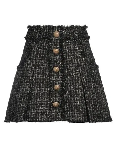 Balmain Woman Mini Skirt Black Size 10 Viscose, Polyester, Cotton, Polyamide In Brown