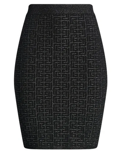 Balmain Woman Mini Skirt Black Size 10 Viscose, Rayon, Polyester, Metallized Polyamide, Elastane