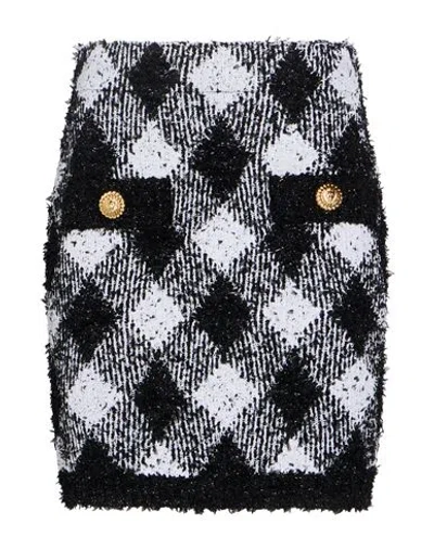 Balmain Woman Mini Skirt Black Size 4 Polyamide, Viscose, Polyester, Metallic Polyester In Multi