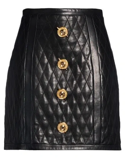 Balmain Woman Mini Skirt Black Size 6 Lambskin