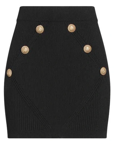 Balmain Buttoned-embossed Knit Miniskirt In Black