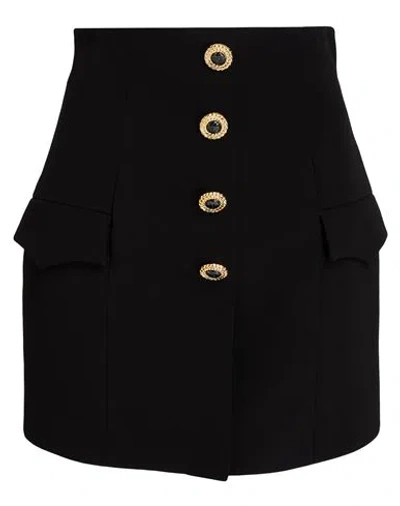 Balmain Woman Mini Skirt Black Size 8 Viscose In Multi