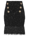 Balmain Fringed Tweed Short Skirt With 6 Buttons In Black