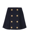 Balmain Button-detail Pleated Miniskirt In Blue