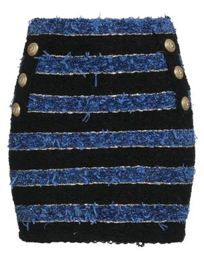 Balmain Woman Mini Skirt Blue Size 6 Hemp, Polyamide, Viscose, Polyester, Cotton