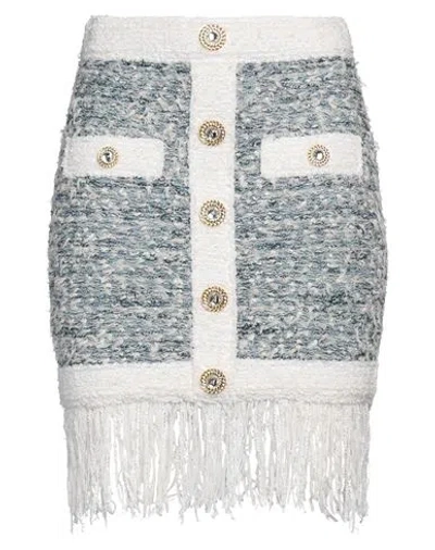 Balmain Woman Mini Skirt Blue Size 8 Viscose, Linen, Polyester, Polyamide, Cotton