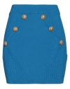 Balmain Woman Mini Skirt Bright Blue Size 6 Viscose, Polyester