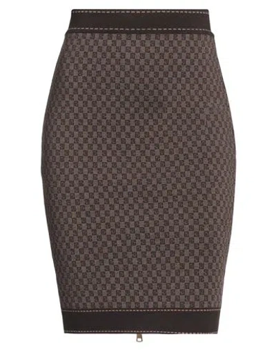 Balmain Woman Mini Skirt Brown Size 6 Merino Wool, Polyamide, Elastane