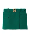 Balmain Woman Mini Skirt Emerald Green Size 12 Wool