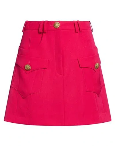 Balmain Woman Mini Skirt Fuchsia Size 2 Virgin Wool In Pink