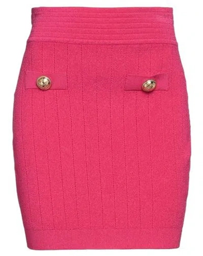 Balmain Woman Mini Skirt Fuchsia Size 6 Viscose, Polyester, Polyamide, Elastane In Pink