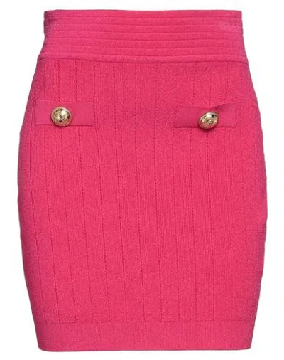 Balmain Woman Mini Skirt Fuchsia Size 4 Viscose, Polyester, Polyamide, Elastane In Pink