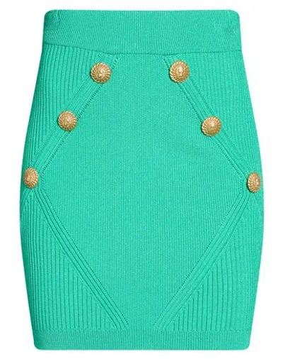 Balmain Woman Mini Skirt Green Size 2 Viscose, Polyester
