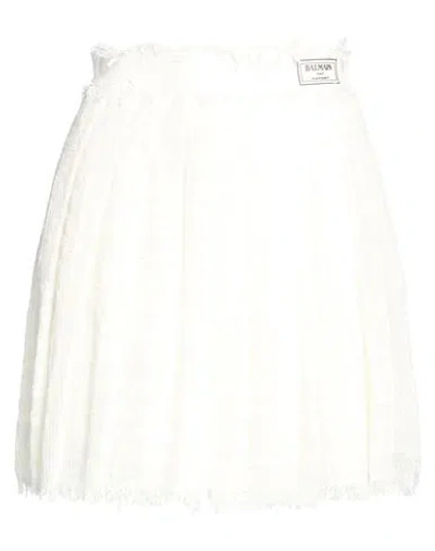 Balmain Woman Mini Skirt Ivory Size 4 Polyamide, Cotton, Acrylic, Viscose In White