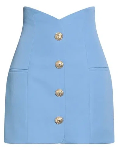 Balmain Woman Mini Skirt Light Blue Size 2 Virgin Wool