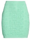 Balmain Woman Mini Skirt Light Green Size 8 Viscose, Polyester