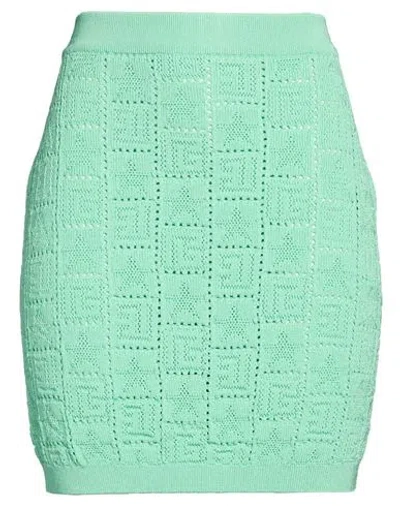 Balmain Woman Mini Skirt Light Green Size 8 Viscose, Polyester