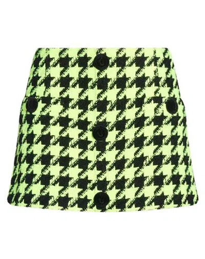 Balmain Woman Mini Skirt Lime Green Size 12 Wool, Acrylic, Mohair Wool, Polyamide, Cotton