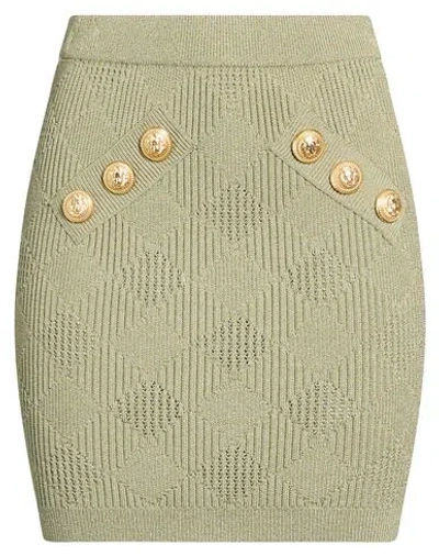 Balmain Woman Mini Skirt Military Green Size 4 Viscose, Polyester In Multi