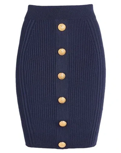 Balmain Woman Mini Skirt Navy Size 4 Viscose, Polyamide In Blue