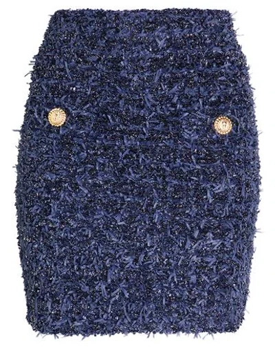 Balmain Woman Mini Skirt Navy Size 6 Polyamide, Viscose, Polyester In Blue