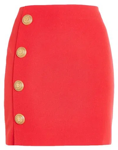 Balmain Woman Mini Skirt Red Size 2 Virgin Wool