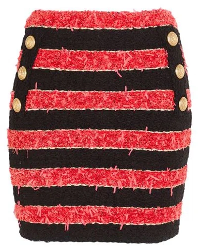 Balmain Woman Mini Skirt Red Size 6 Hemp, Polyamide, Viscose, Polyester, Cotton In Multi