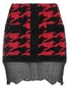 Balmain Red Houndstooth Mini Skirt In Red