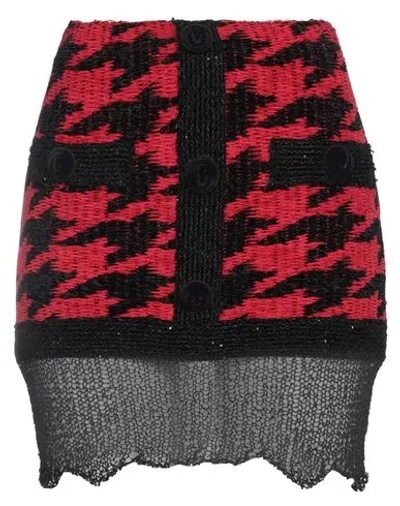 Balmain Red Houndstooth Mini Skirt