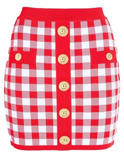 Balmain Woman Mini Skirt Red Size 8 Viscose, Polyamide