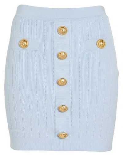 Balmain Woman Mini Skirt Sky Blue Size 10 Viscose, Polyester