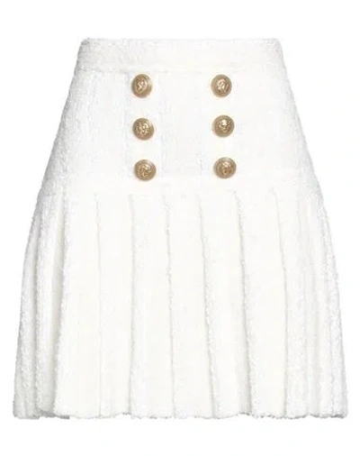Balmain Woman Mini Skirt White Size 8 Hemp, Viscose, Synthetic Fibers, Cotton, Linen