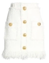 Balmain Women Button Tweed Skirt In White