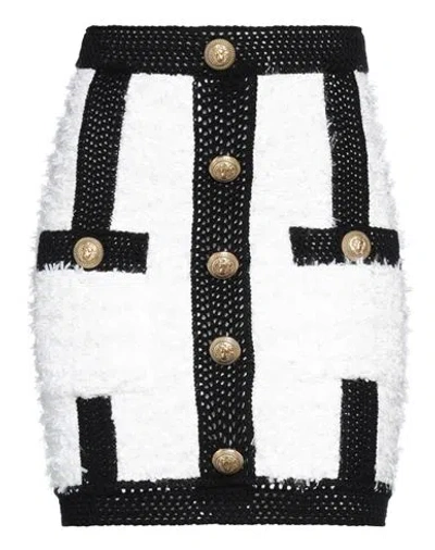 Balmain Button-embellished Tweed Miniskirt In White