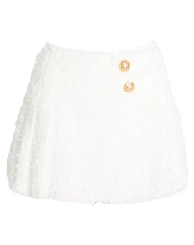 Balmain Woman Mini Skirt White Size 8 Polyamide