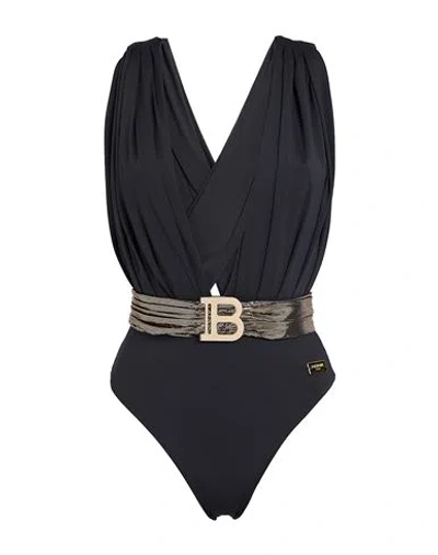 Balmain Woman One-piece Swimsuit Black Size 10 Polyester, Elastane