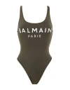Balmain Swimsuit Woman One-piece Swimsuit Military Green Size 8 Polyester, Elastane In Green