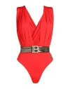 Balmain Woman One-piece Swimsuit Red Size 10 Polyester, Elastane