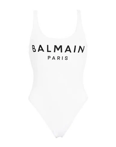 Balmain Woman One-piece Swimsuit White Size 10 Polyester, Elastane In White