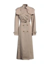 Balmain Double-breasted Twill Maxi Coat In Beige
