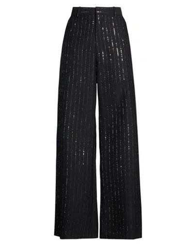 Balmain Woman Pants Black Size 16 Virgin Wool, Polyester, Polyamide In Blue