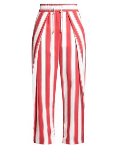 Balmain Woman Pants Red Size 10 Viscose In Multi