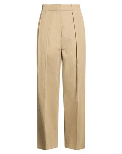 Balmain Woman Pants Sand Size 4 Cotton In Neutral